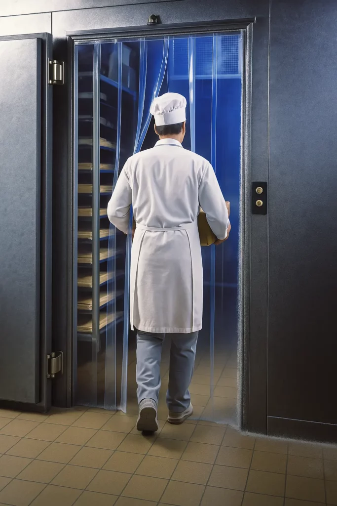 Strip curtain for cold and freezer rooms