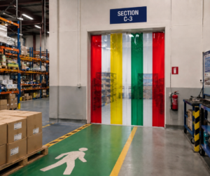 Strip curtain with colouredstrips